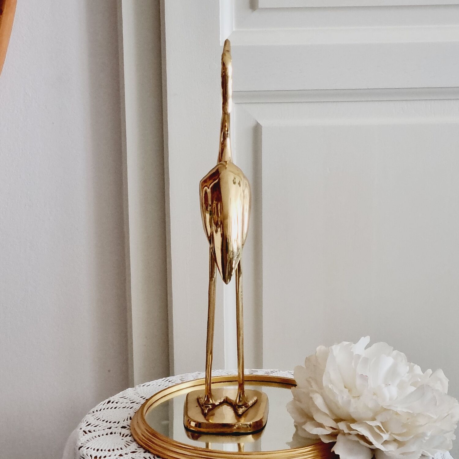 Ibis heron gilded brass