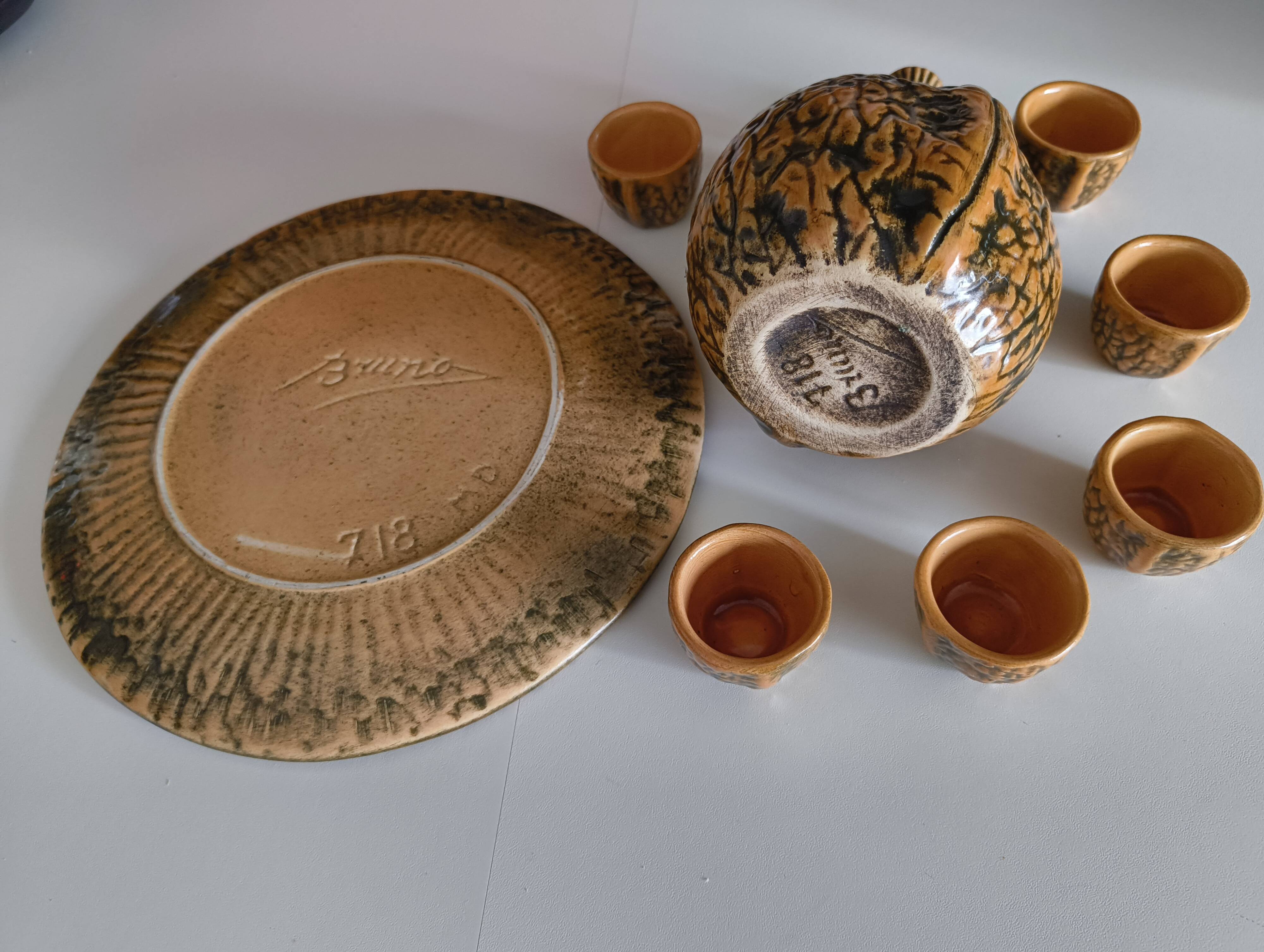 Liqueur service signed Bruno Dose – Céramique du Breuil, 20th century