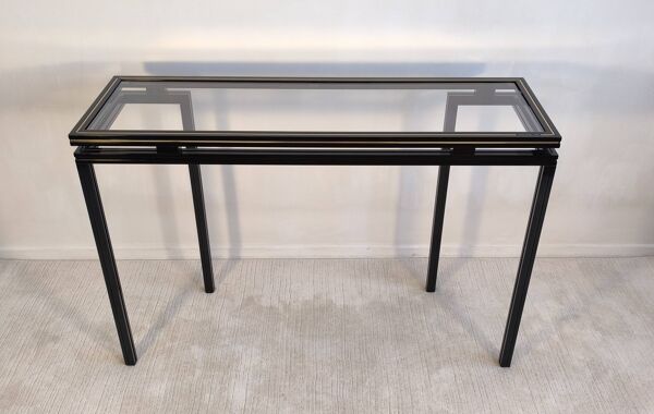 Magnifique console design signée Pierre Vandel Paris 1970'S noir laqué