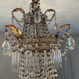 Large Montgolfière chandelier with crystal drops