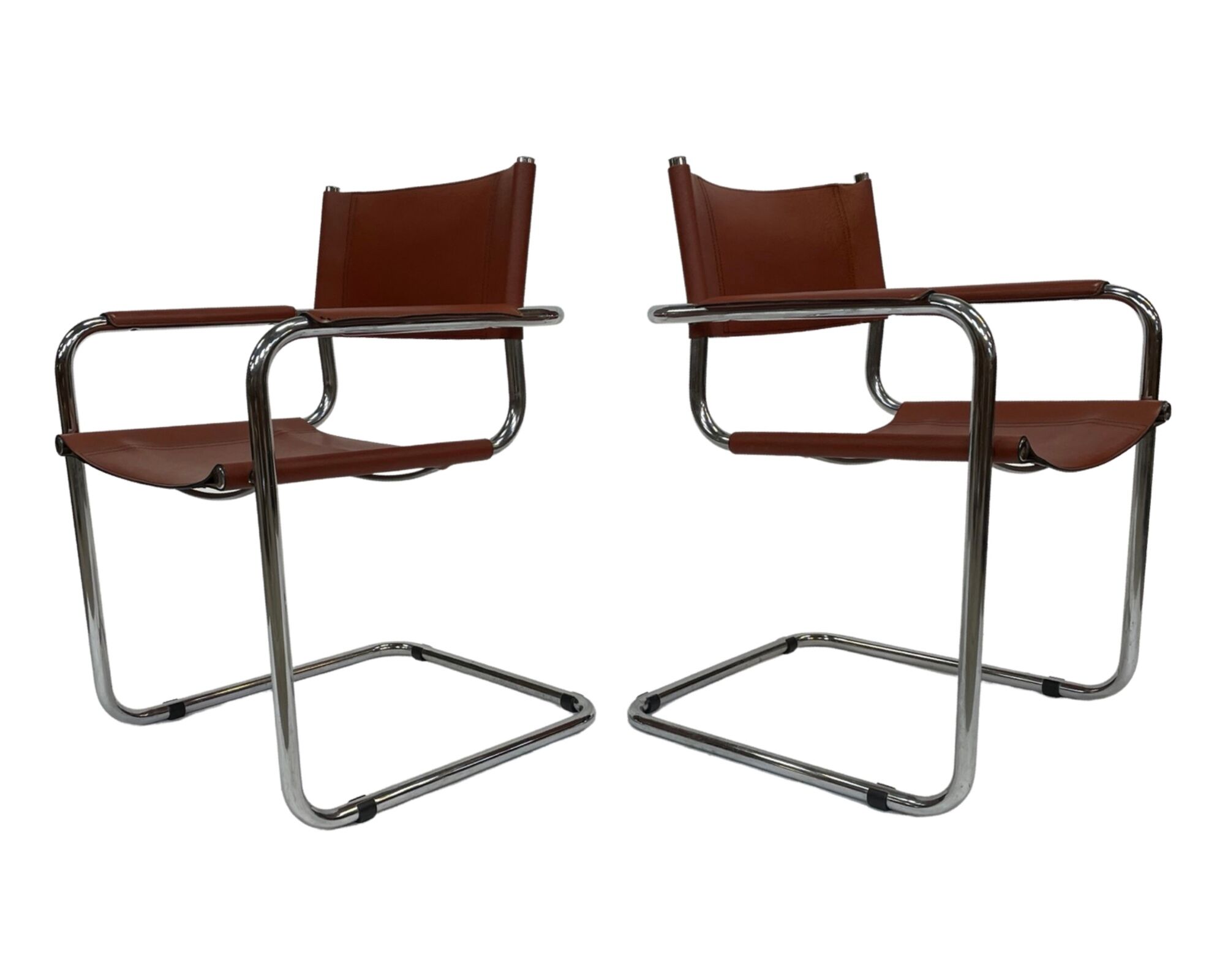 Set of 4 Bauhaus cantilever chairs cognac leather and chrome Design