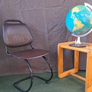 Metal and imitation leather sled-style office chair, 1970s