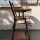 Chaise haute pour bébé en bois transformable en petit bureau des  année 50