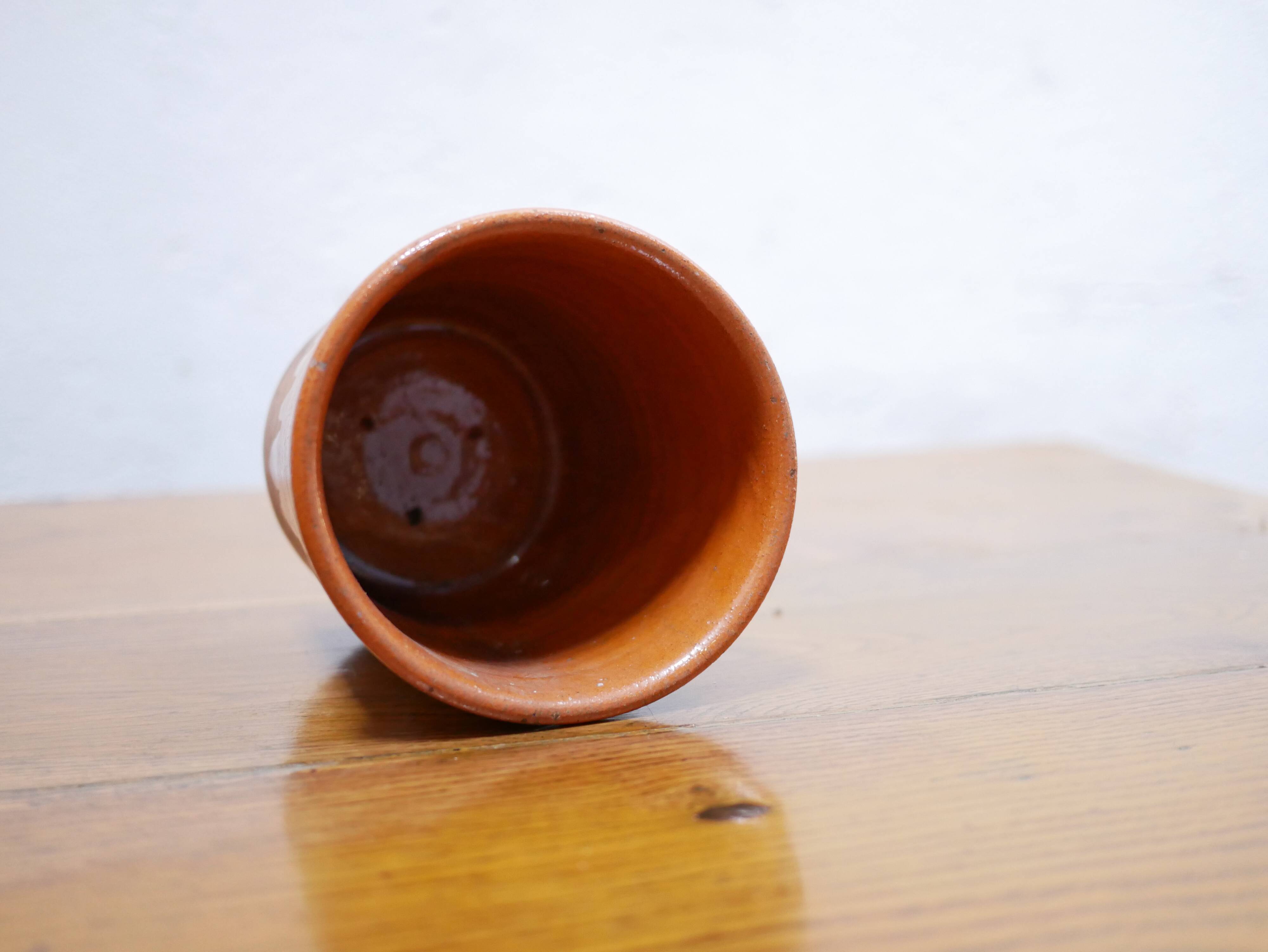 Vintage pot in glazed terracotta