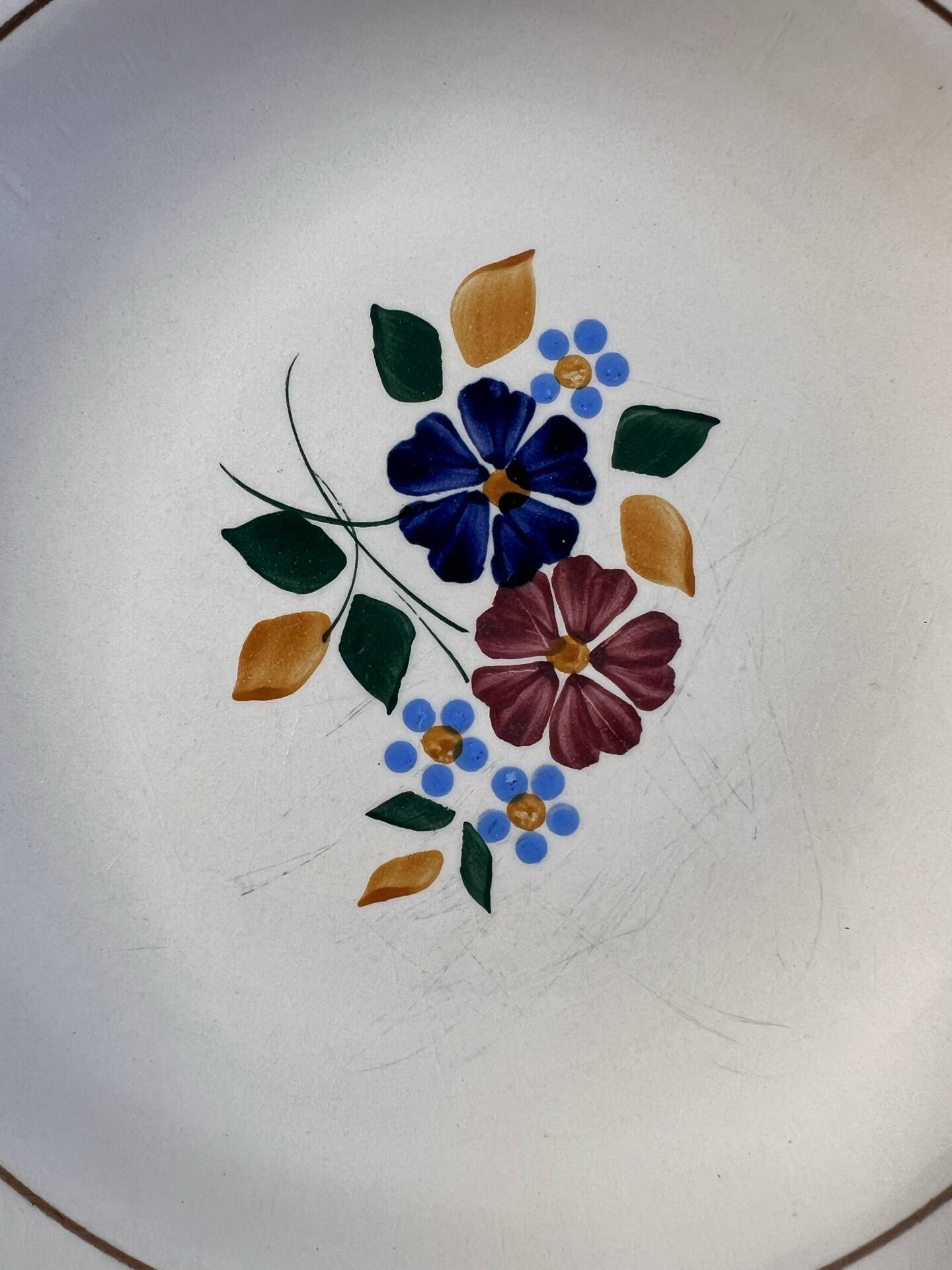 Set of 6 St Amand hand-painted deep plates 22.5cm