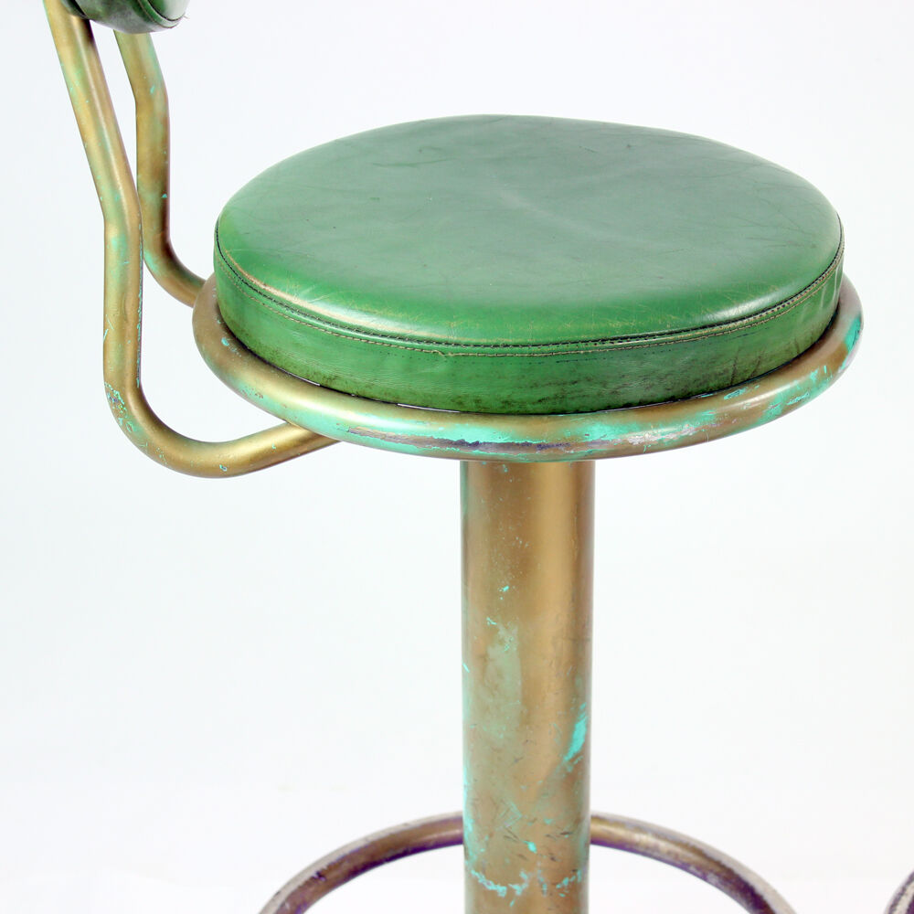 Tabourets de bar en métal et cuir, Tchécoslovaquie années 50