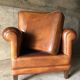 Fauteuil Club vintage en cuir « cognac »