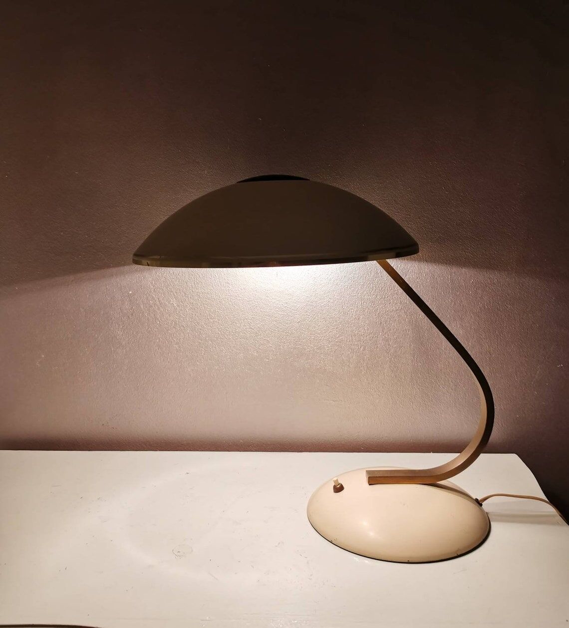 Vintage hillebrand metal table lamp 1970s
