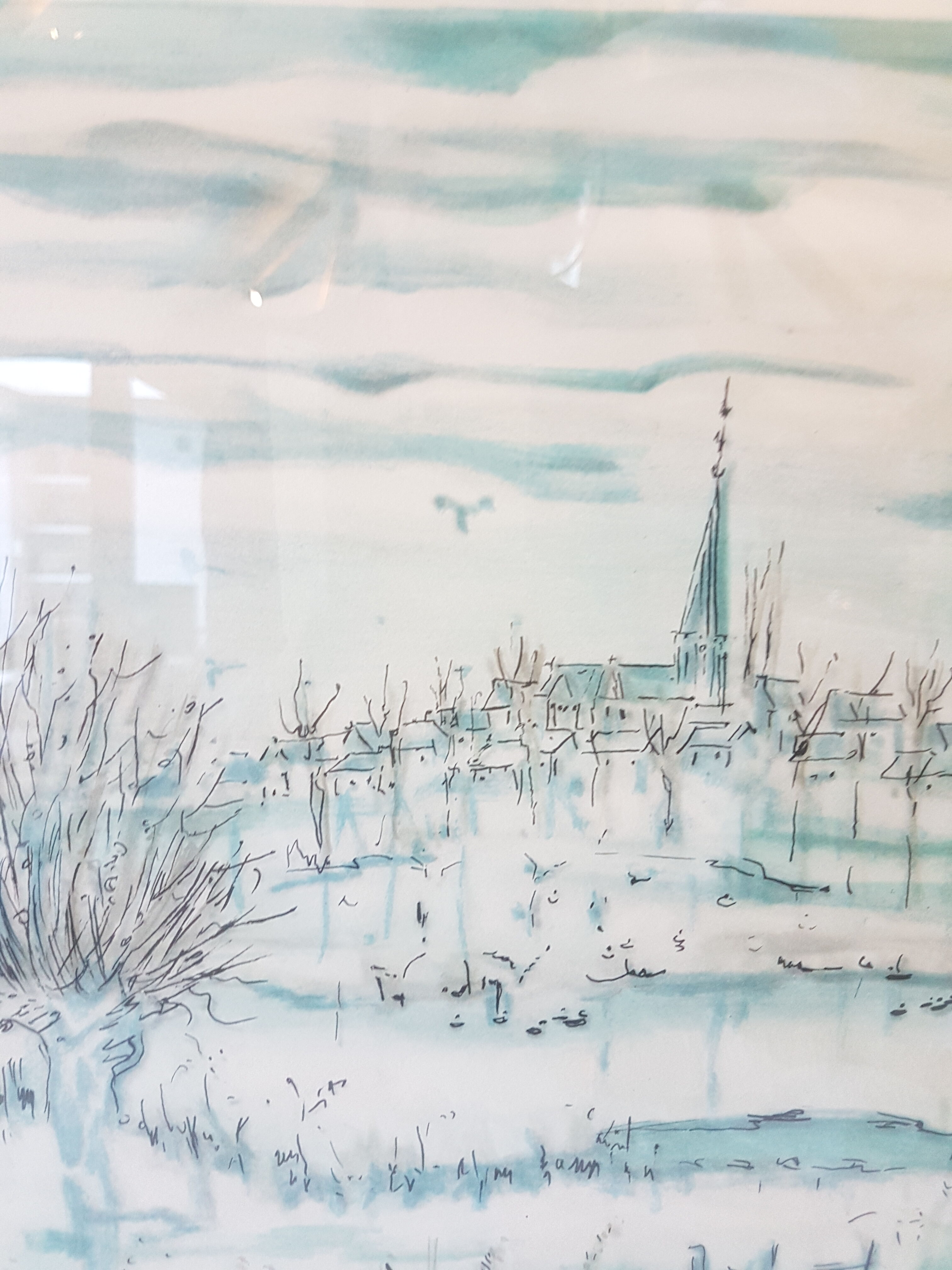 Aquarelle bocage normand signée