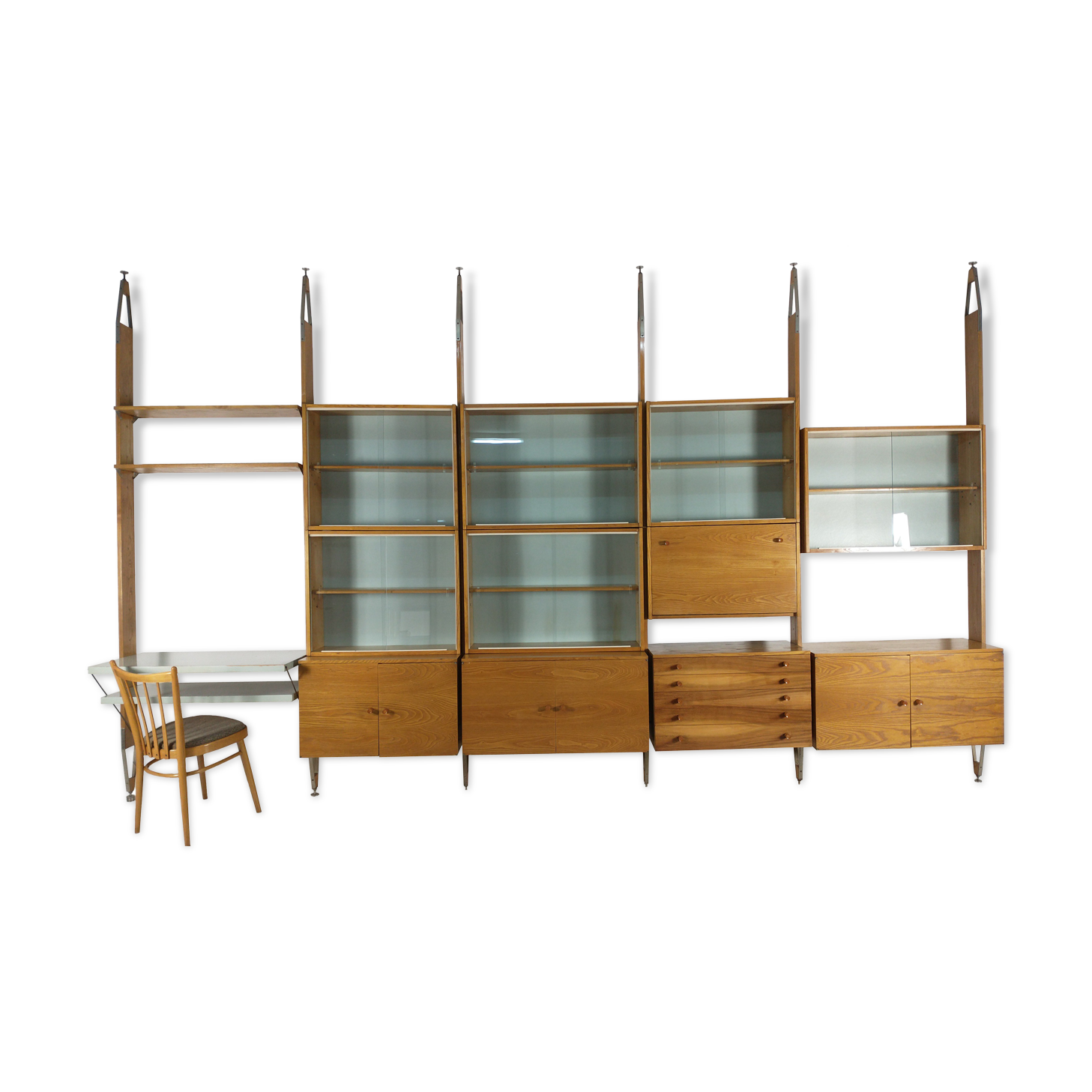 Unité murale modulaire vintage par Jitona, années 1960, ensemble de 6