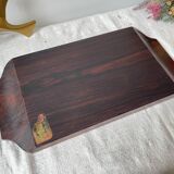 Vintage ceramic snail shells Made in France and Scandinavian style mahogany tray