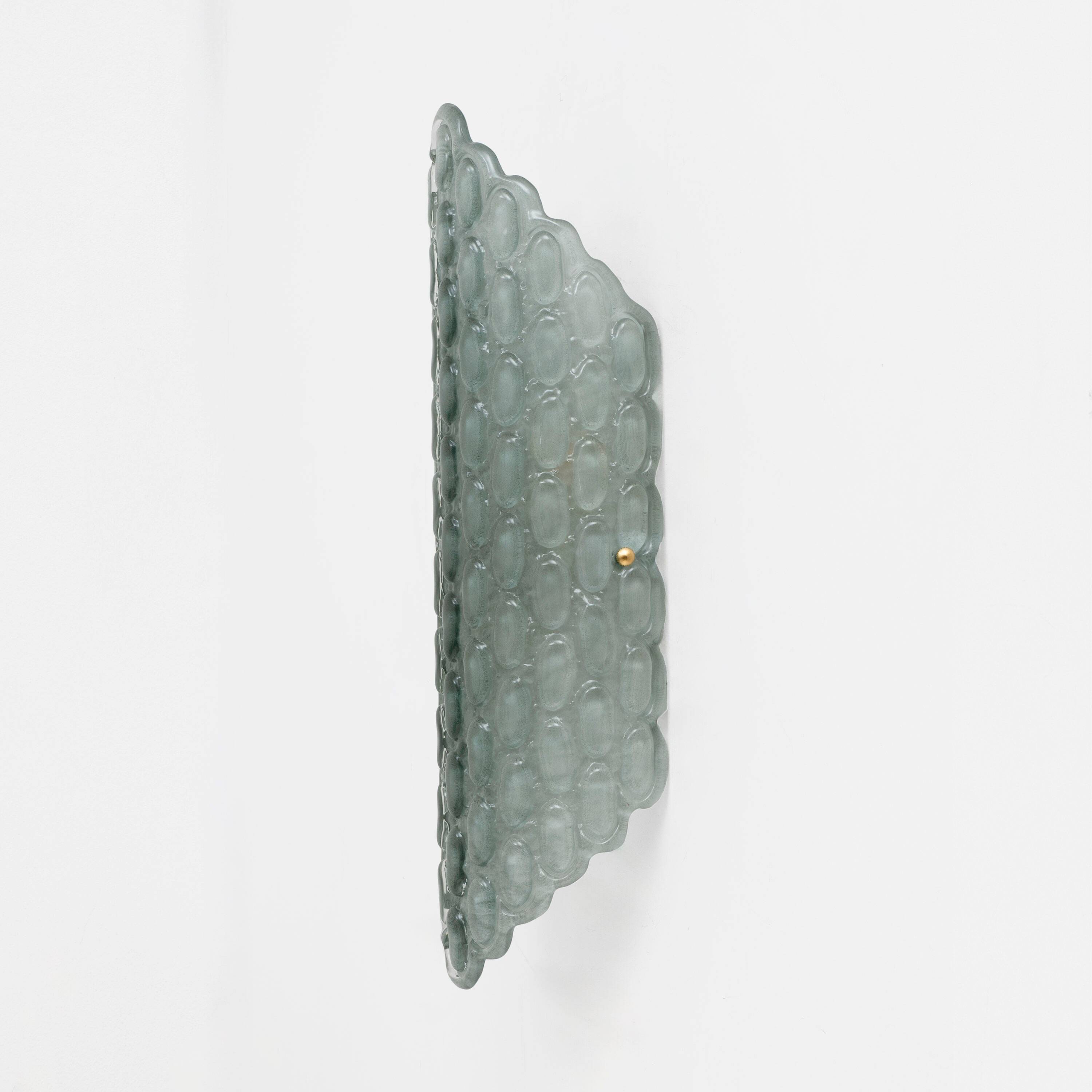 Pair of Aqua Green Murano Glass Wall Sconces with Textured Relief