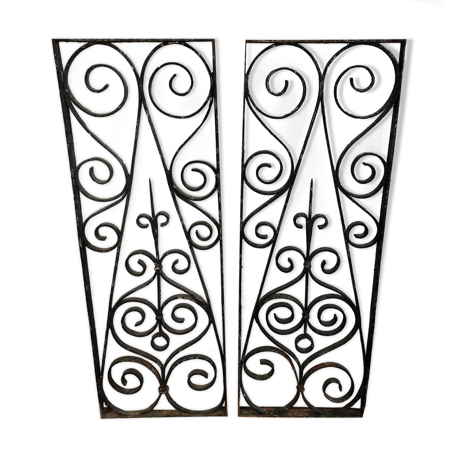 Pair of wrought iron grids