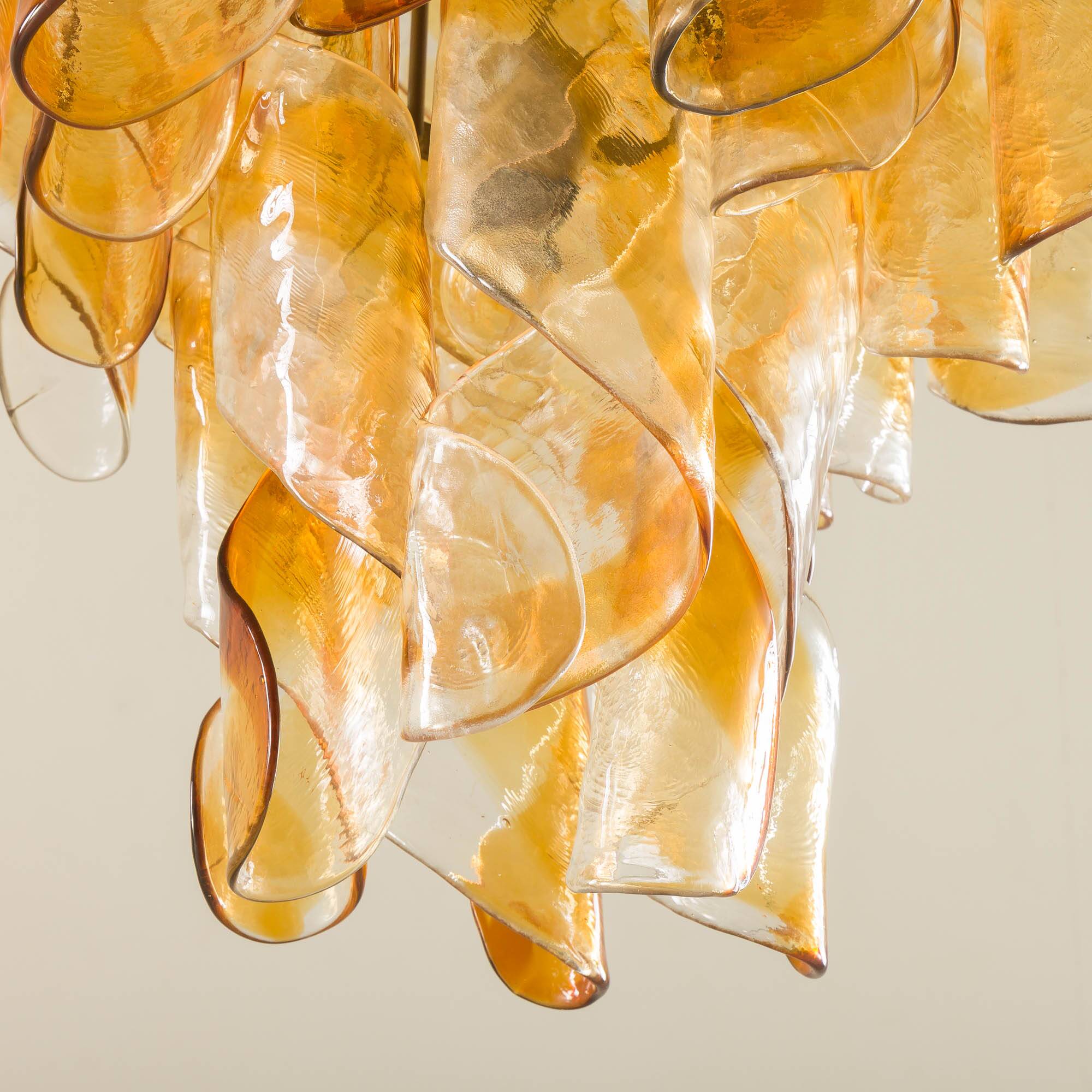 Mid century Murano 'Torciglione' Glass Chandelier by Mazzega, Italy 1970s