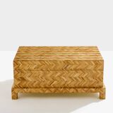 Coffre en marqueterie de bambou et laiton Galerie Maison & Jardin 1970