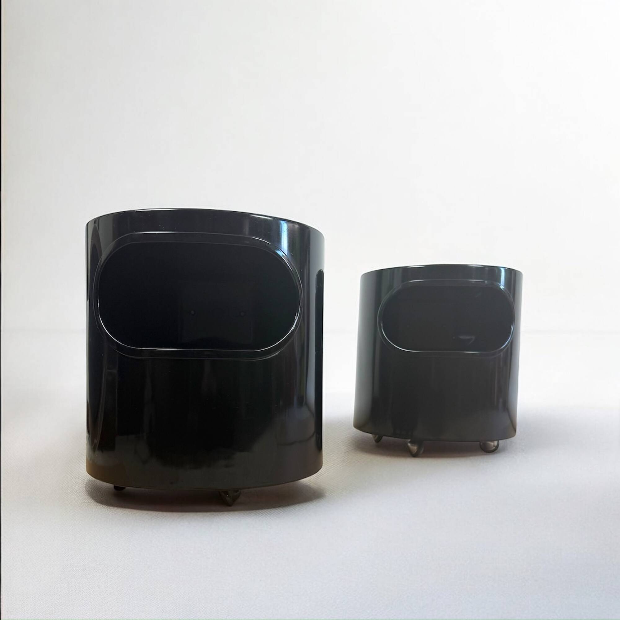 Pair of Black Giano Vano Tables by Artemide Italy 1970s