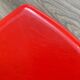 Space age plastic stool, vintage end table, mid century, red plant stand