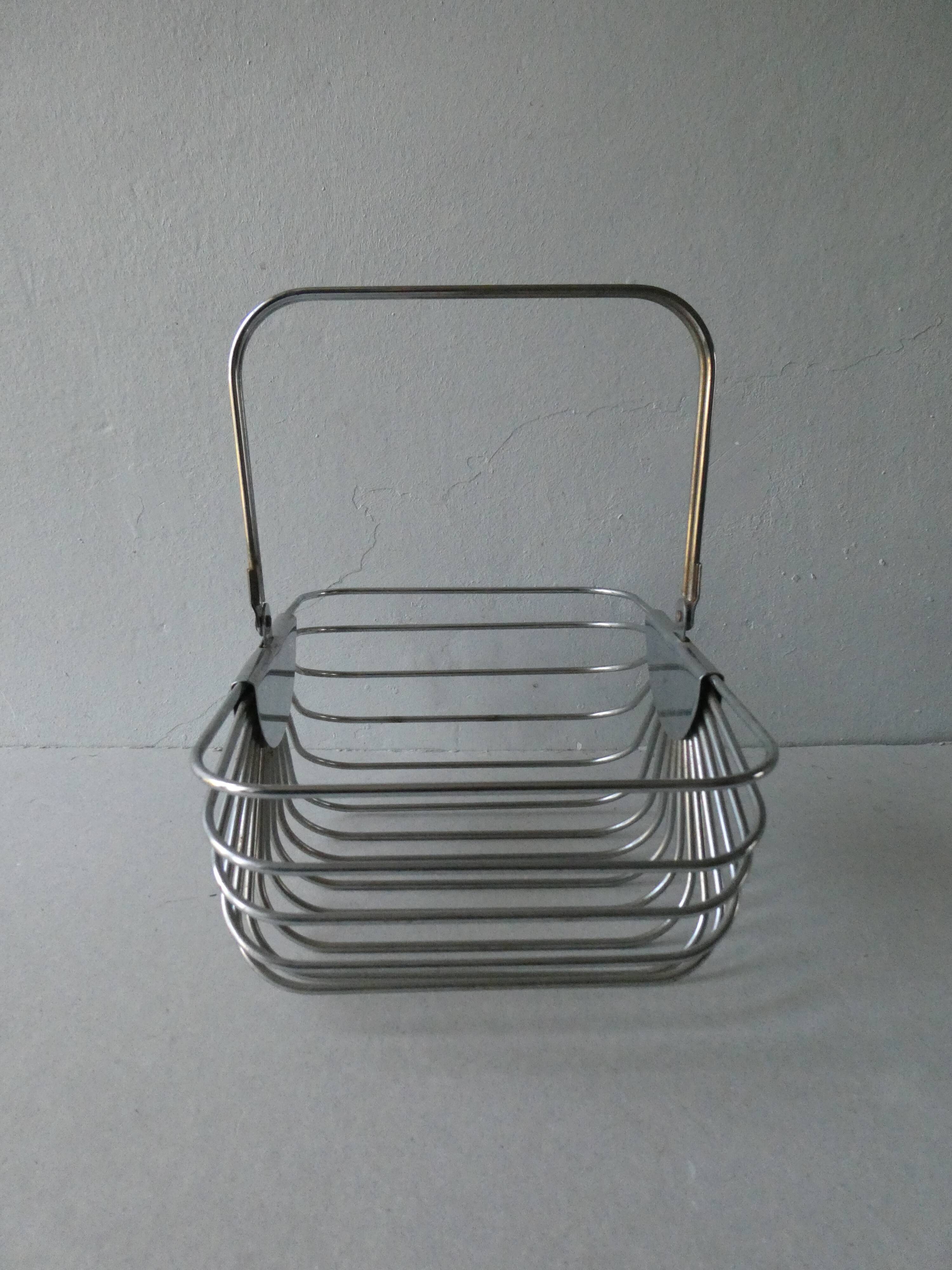 Chrome metal basket, 70s