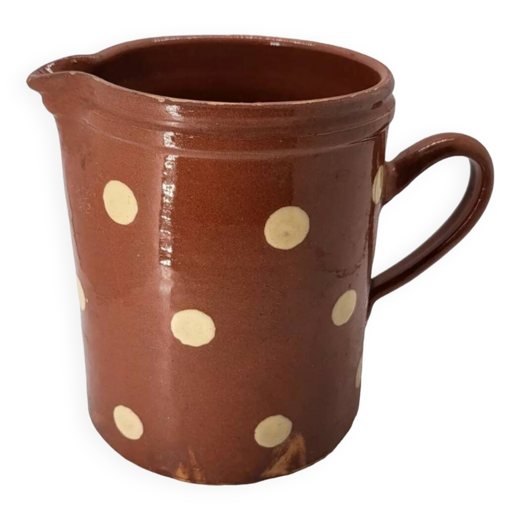 Old pitcher with polka dots savoyard pottery in glazed terracotta alsace