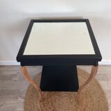 Black and wood side table