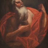 Antique Italian painting of Saint Jerome from the 17th century