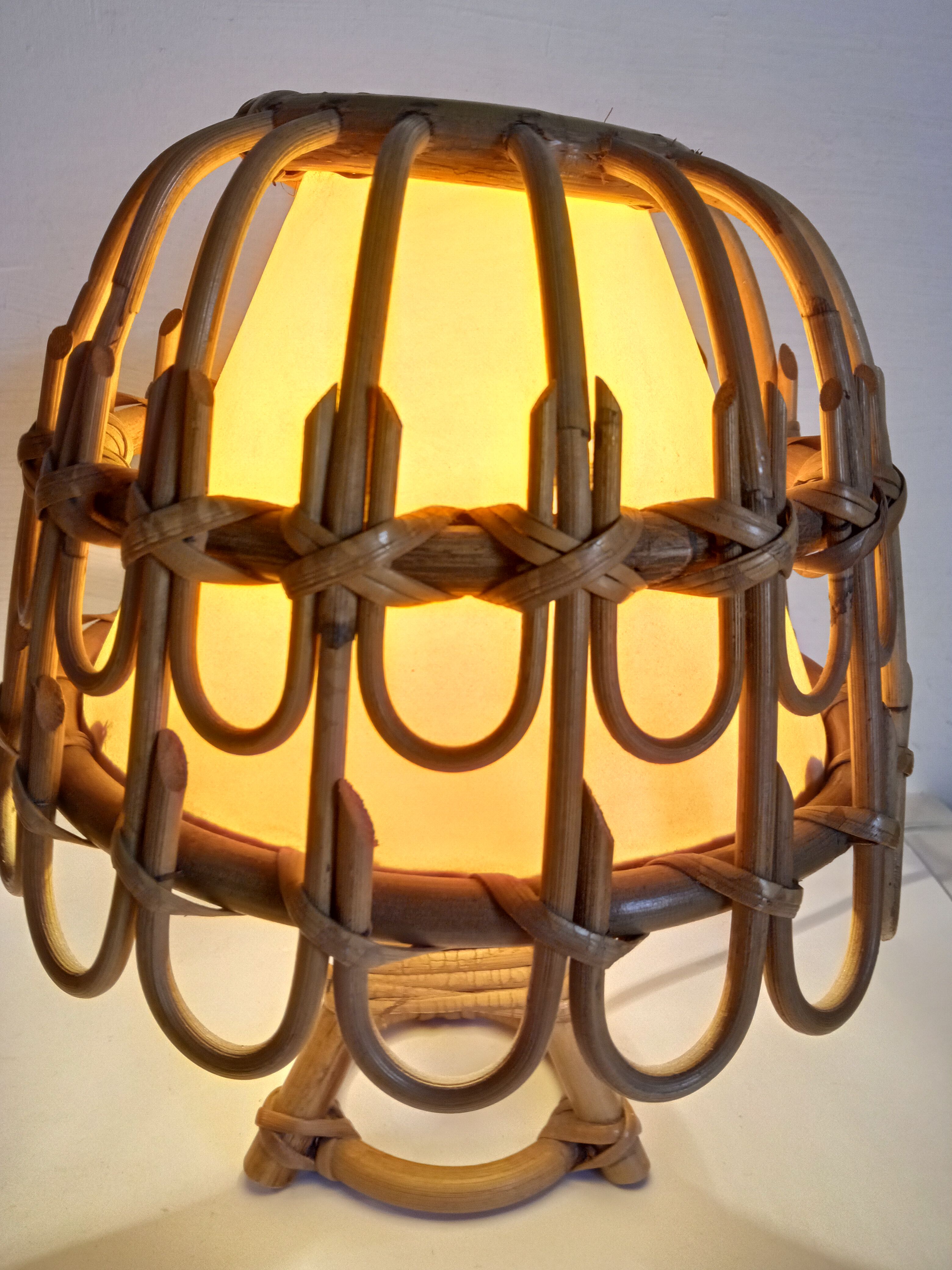 Paire de lampes bambou années 70