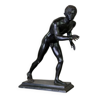 Bronze Grand Tour, one of the two runners from the Villa of the Papyri, black patina around 1880.