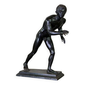 Bronze Grand Tour, un des deux coureurs de la Villa des Papyri, patine noire vers 1880