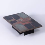 Rectangular brutalist coffee table by Paul Kingma with nautilus shell, 1978