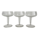 3 antique crystal champagne coupes with engraved decoration