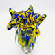 Vase Josef Hospodka Chřibská Macchia Blue Yellow Bohemian Glass 60s