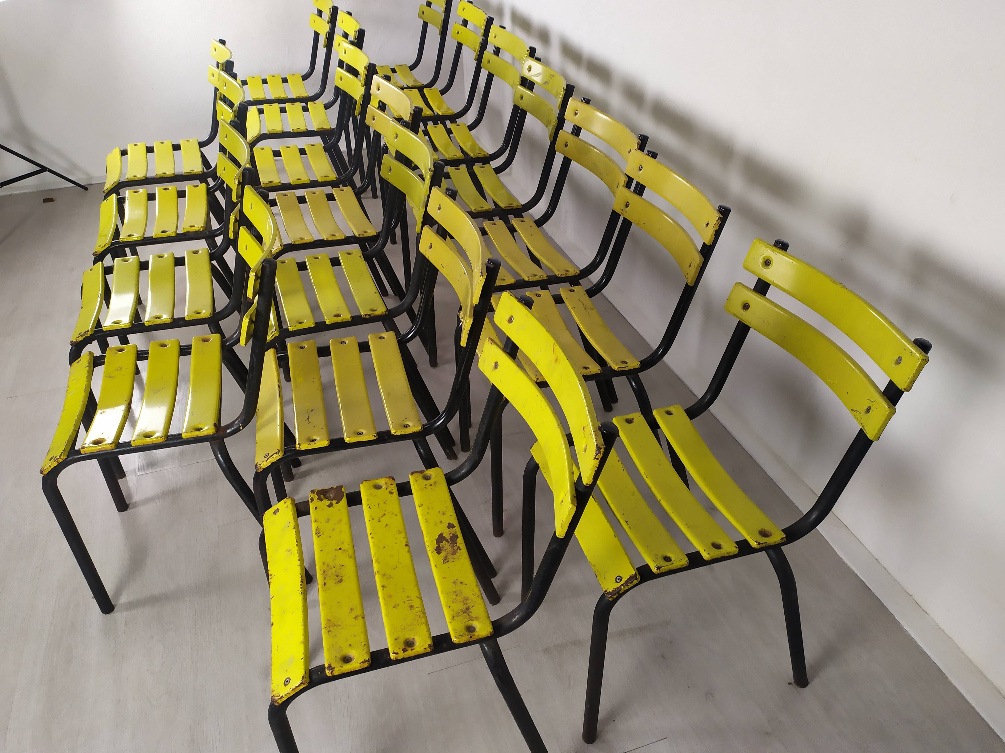 18 yellow metal bistro chairs