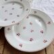 4 vintage dessert plates ceramic red patterns