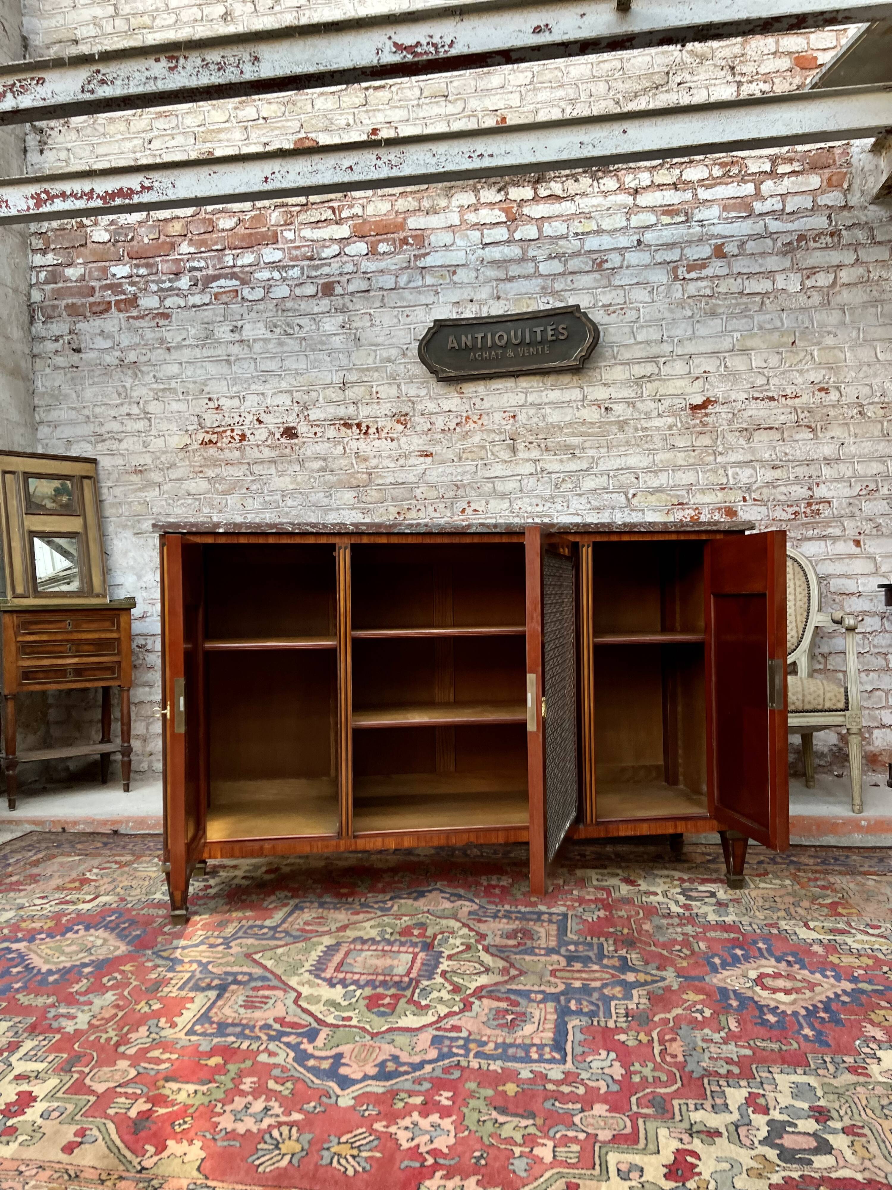 Low sideboard in marquetry style Louis XVI late nineteenth century
