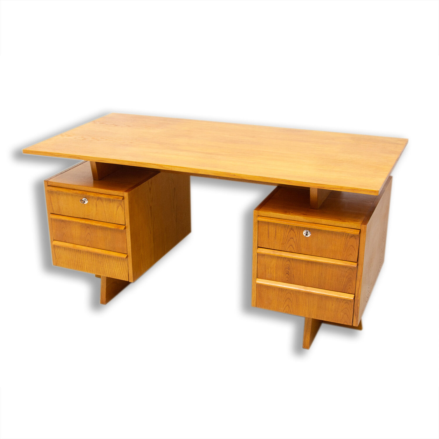 Mid century beechwood writing desk, 1970´s, Czechoslovakia