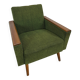 Fauteuil vert avec dossier en bois de teck