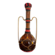 Vintage amber glass, brass and scoubidou carafe