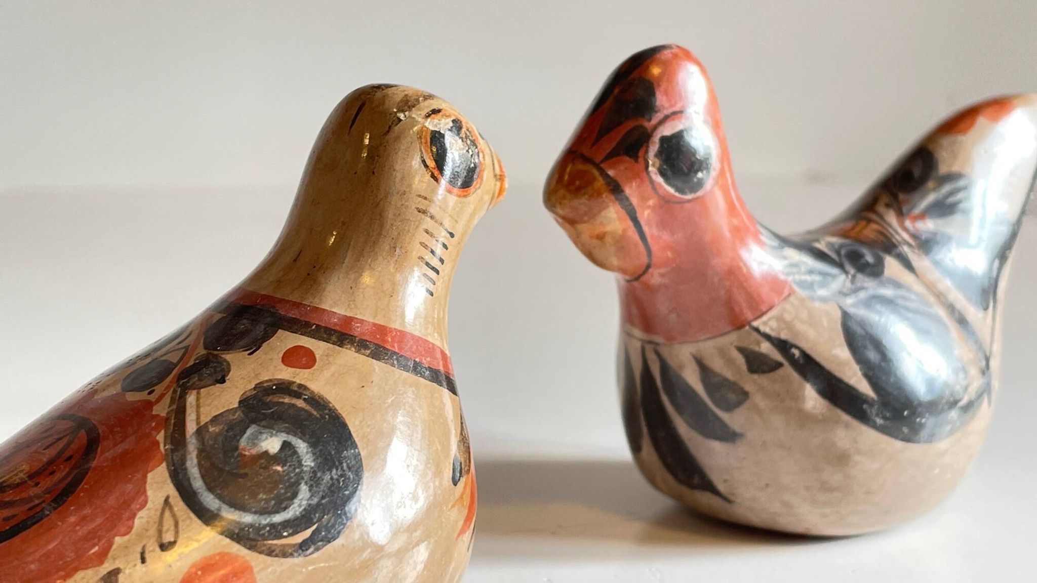 Couple OISEAUX Céramique MEXIQUE Vintage