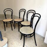 Set of 4 bistro chairs in black arched beech and canning