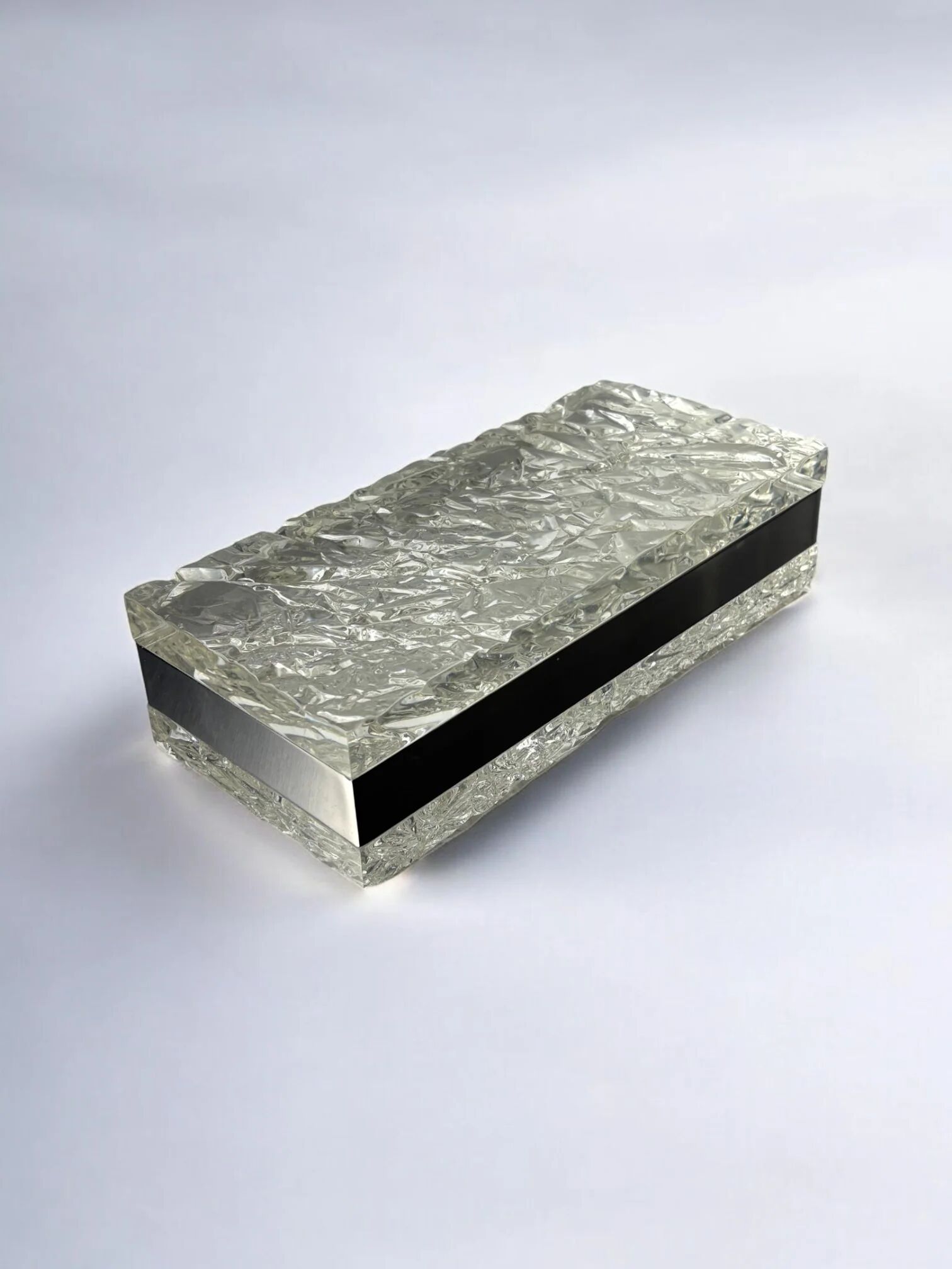 Willy Rizzo style ice effect Lucite vanity box, Italy, 1970s