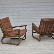 1970s, Scandinavian armchair, original very good condition, bamboo, leather.