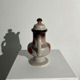 Vintage stoneware teapot with flower and fruit patterns