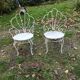 Paire de fauteuils de jardin anciens fer plein métal