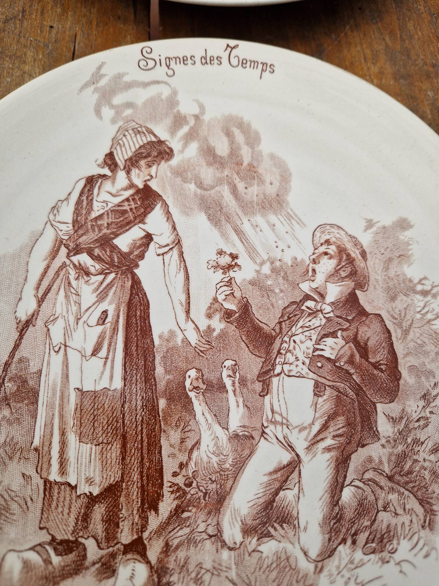 Set of 6 earthenware plates from Sarreguemines U&C Signs of the Times.