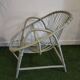 Fauteuil corbeille vintage en rotin – teinte vert gris