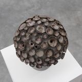 Sculpture « champignon » en céramique organique signée EL, Belgique, années 1960