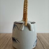Japanese-inspired ceramic teapot blue bamboo pattern