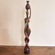 Sculpture Water Carrier Carved Exotic African Wood Curio Art Makonde