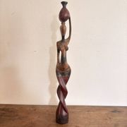 Sculpture Water Carrier Carved Exotic African Wood Curio Art Makonde