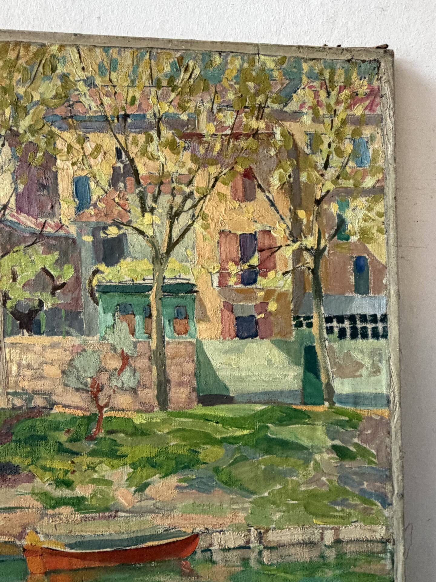 "The guinguette at noon" oil on canvas signed LJ Varlet 1941